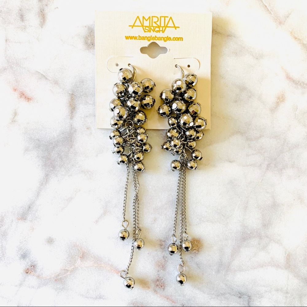 AMRITA SINGH Disco Ball Statement Earrings Silver - Picture 2 of 6